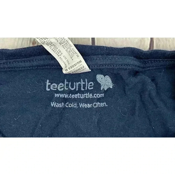 Dinosaur Love T Shirt Short Sleeve MEDIUM Tee Turtle Women's Dark Blue - Picture 3 of 10
